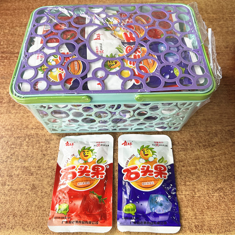 林老弟石头果 草莓/蓝莓/菠萝/苹果/雪碧/可乐味椰果饮料60包/篮