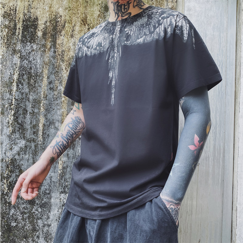 mb潮牌宽松圆领印花夏季短袖t恤