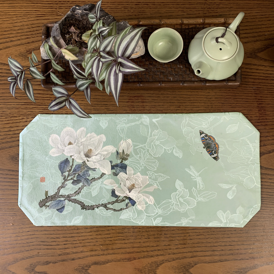 新中式防水织锦茶席锦缎禅意茶垫