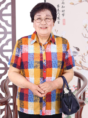 神采夫人妈妈奶奶装短袖女衬衣