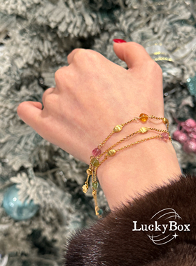 「彩虹」天然碧玺水晶小金豆925银手链轻奢小众精致通勤叠戴送礼