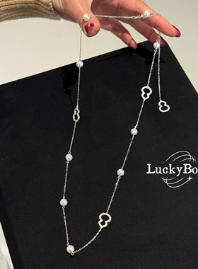 「葫光珠影」镶钻镂空葫芦长款毛衣链满天星珍珠项链轻奢小众精致