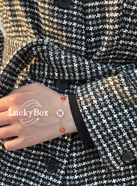 「鸿运来财」珐琅镶钻钱币s925银镀18k金手链小众设计轻奢高级感