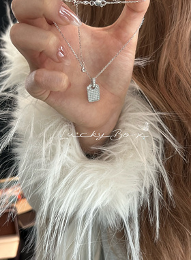 「无事牌」925银满钻葫芦福禄方牌项链轻奢小众设计感简约锁骨链