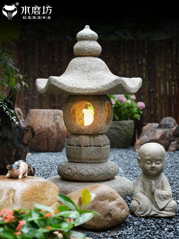 水磨坊中式彷古太阳能庭院灯园林石灯笼景观灯别墅花园造景户外灯