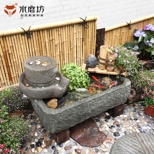 中式 饰造景摆件 庭院水池景观阳台小院鱼池假山流水喷泉花园布置装
