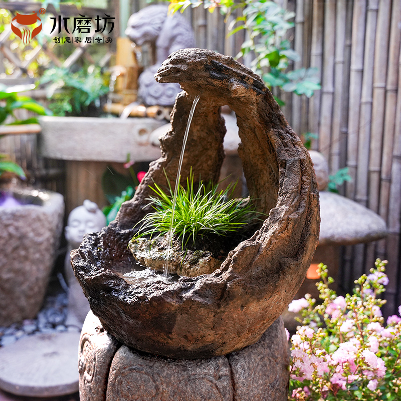 水磨坊流水摆件循环水玄关装饰