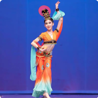 儿童敦煌飞天乐鼓舞蹈演出服女童飘逸中国风古典舞反弹琵琶表演服