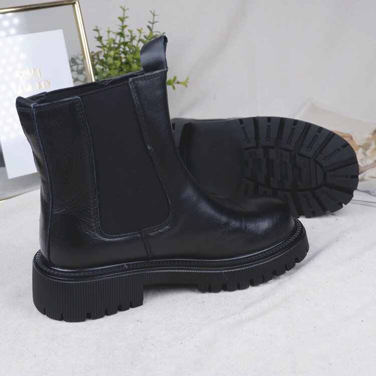 [클리어런스] 가을  가죽 플랫 미드 송아지 부츠 오토바이 부츠 굴뚝 부츠 패션 부츠 천 싱글 부츠 여성용 DX4033