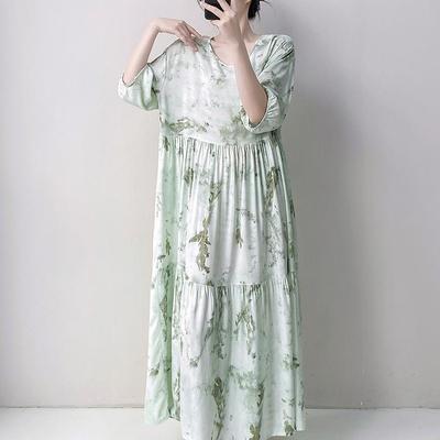 裙长140加长款到脚踝棉绸女睡裙可外穿脚踝裙家居裙睡衣宽松