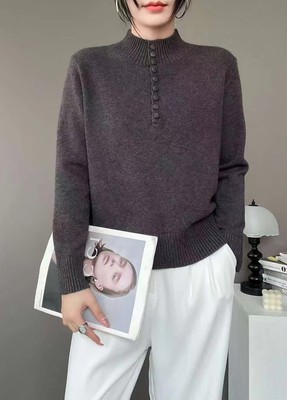 2025冬季新款韩版宽松显瘦半高领套头毛衣女百搭针织衫上衣潮