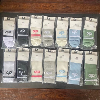 alo袜子中长筒袜百搭字母纯棉跑步运动袜瑜伽加厚四季男女潮袜