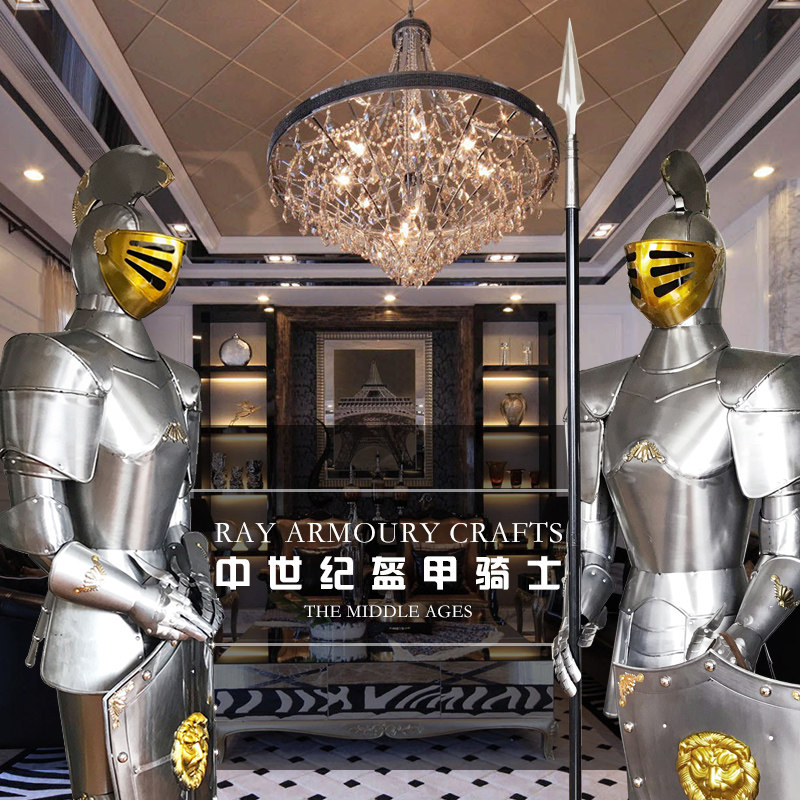 中世纪骑士2米盔甲欧式复古大型手工软装酒吧剧本杀落地摆件推荐