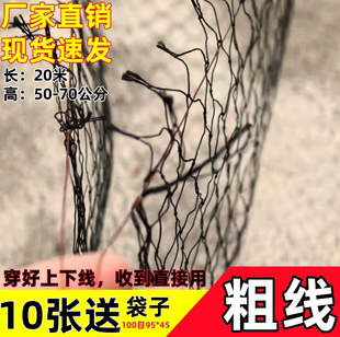 辣条防护双结加粗网单层黑色尼龙长虫柔软耐用养殖鱼坚固渔网网套