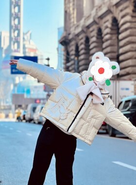 欧五加5+正品面包服小飞象迪士尼联名短款羽绒服免洗珠光90白鸭绒