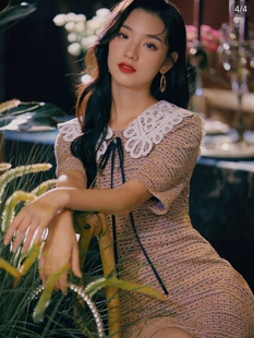 知恩GCCG正品小香风美拉德连衣裙女优雅名媛千金感气质蕾丝1302