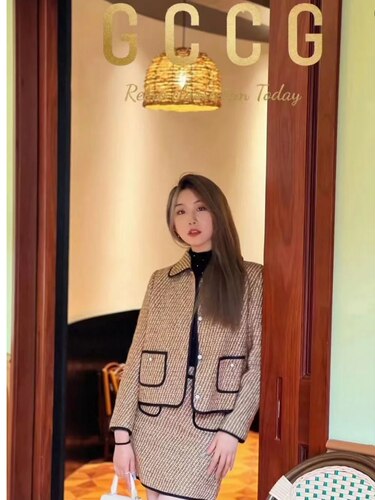 GccG知恩正品小香风套装气质款女轻奢复古名媛A字裙两件套老钱风
