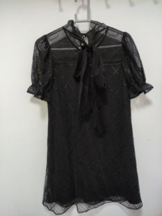 季候风正品夏蕾丝系带网纱亮片泡泡袖连衣裙气质高级风SC2LC1394