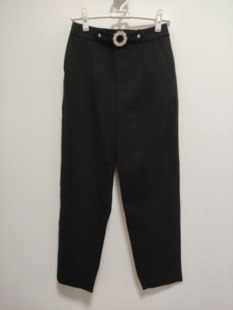 窄脚锥形长裤 欧五加5 女高腰休闲裤 春秋新款 显瘦钻扣腰袢气质 正品