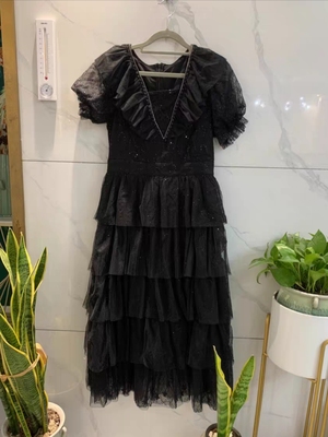 知恩GCCG正品法式蕾丝拼接网纱礼服连衣裙子女收腰显瘦蛋糕裙3730