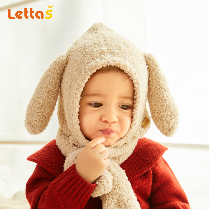 新生秋冬季羊羔绒套头婴儿帽子