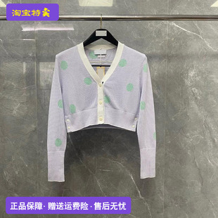 官方正品 春波点高腰减龄V领 汤姆TB布朗学院风纯棉女款 针织开衫