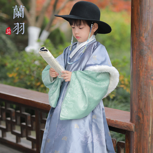 夏小承加绒男童汉服明制儿童小少爷古装男孩国风宝宝周岁礼服秋冬