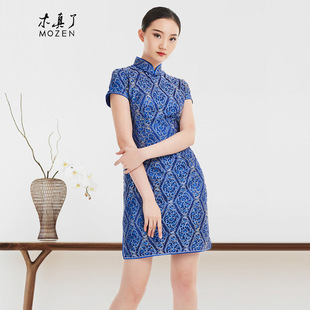 显瘦蕾丝连衣裙夏女裙0163 修身 木真了复古旗袍裙新品 改良中式