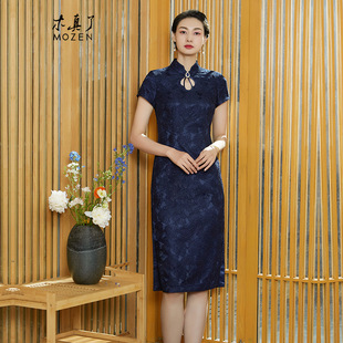 新品 旗袍裙女装 复古宴会中长礼服911 修身 木真了蕾丝附纱中式