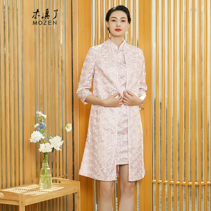 木真了蕾丝镂空女装旗袍外套