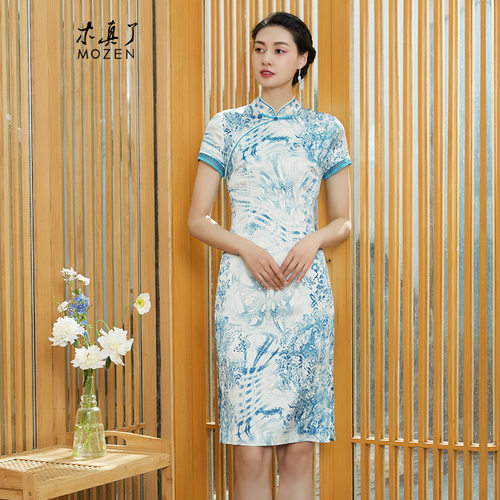 木真了桑蚕丝拼接新品国风旗袍