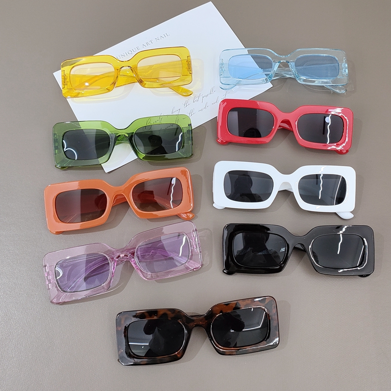糖果色长方形墨镜女ins欧美个性复古Y2K辣妹潮流太阳眼镜防紫外线