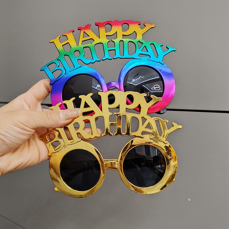 happy birthday生日快乐眼镜网红同款凹造型墨镜闺蜜聚会拍照道具