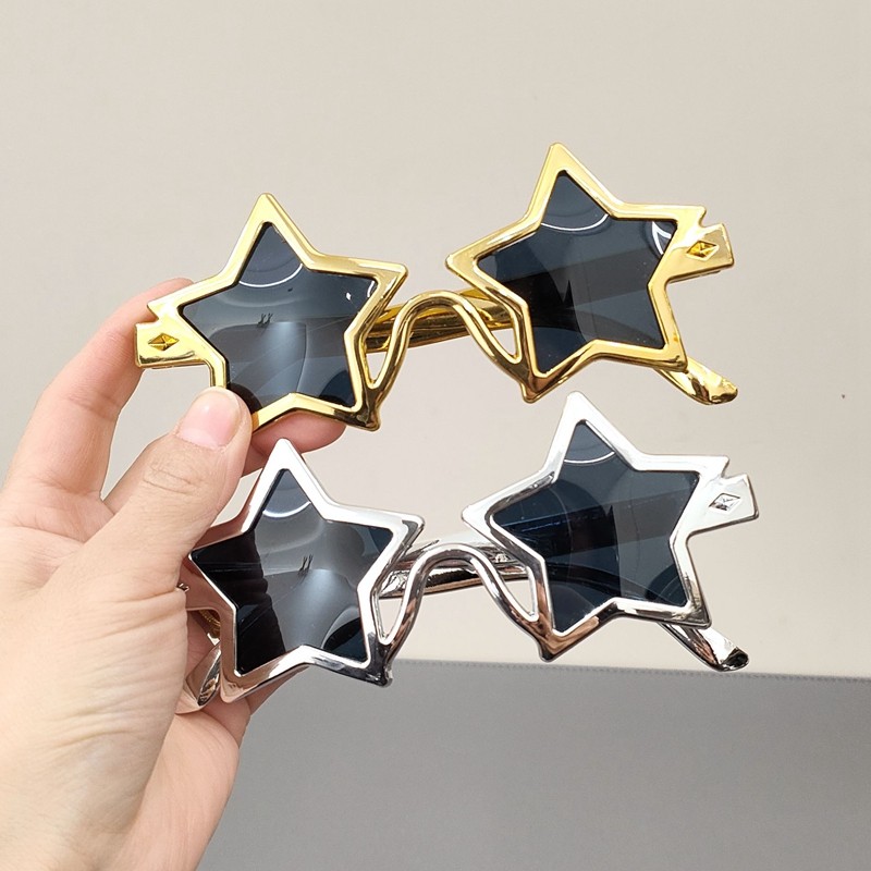 创意五角星装饰眼镜金色银色潮流时尚化妆舞会派对拍照道具搞怪潮