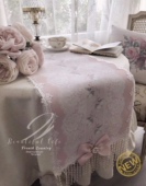 白先生家居新品 欧韩式 粉色玫瑰结桌旗重工珍珠餐桌茶几盖巾