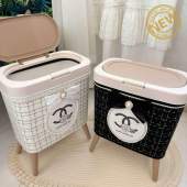 法式 长方形垃圾桶蕾丝高脚可拆卸奶油风收纳桶 客厅小香风带盖式