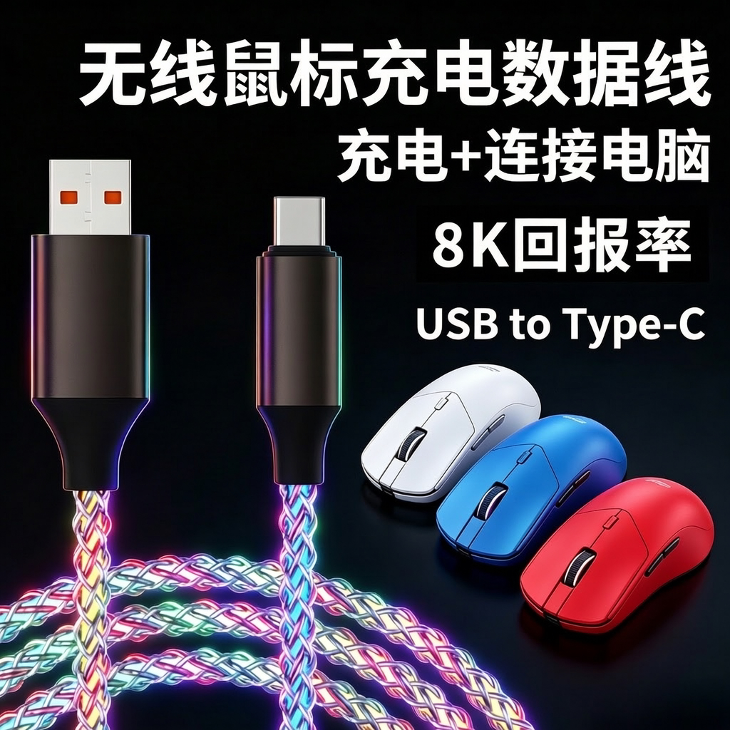 狼蛛无线鼠标充电电脑USB转接线