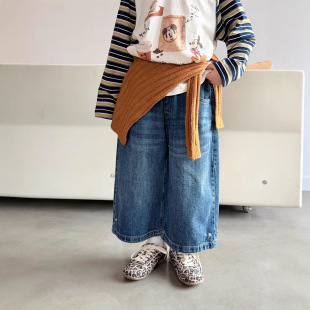 2026春夏新款韩版儿童直筒七分牛仔裤男女童百搭休闲裤宽松阔腿裤