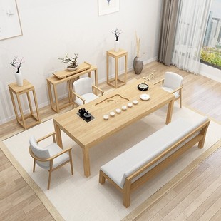 新中式原木色家用客厅茶几茶艺桌家具茶台全实木沙发泡茶桌椅组合