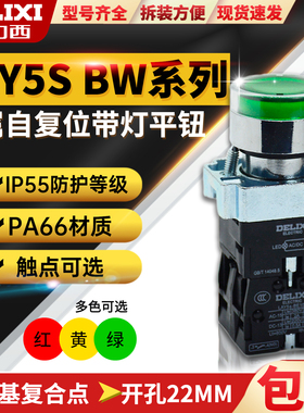 德力西带灯自复位按钮 LAY5-BW3361 LAY5-BW3462 LAY5-BW3561