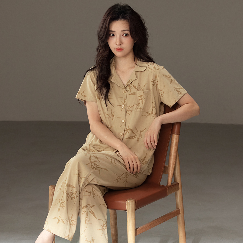 亲肤睡衣女夏款短袖长裤家居服