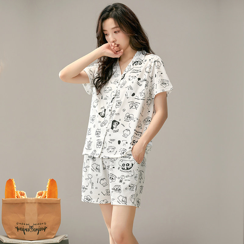 睡衣女纯棉甜美卡通家居服图片