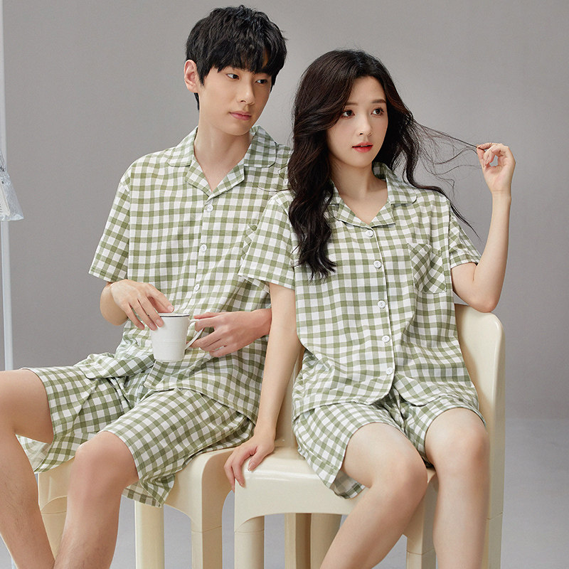 情侣睡衣夏季纯棉短袖薄款一男一女格子宽松舒适高级感夏天家居服,女士内衣/男士内衣/家居服,睡衣/家居服套装,淘宝优惠券,粉丝福利购,淘宝优惠卷