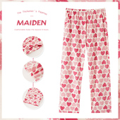 心形松紧宽松甜美休闲可外穿夏天家居裤 纯棉睡裤 薄款 春秋季 女长裤