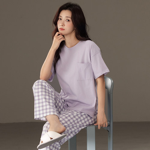 亲肤型睡衣女夏季短袖长裤家居服