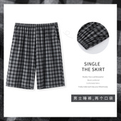 一男一女格子休闲宽松可外穿全棉居家裤 情侣睡裤 短裤 纯棉薄款 夏季