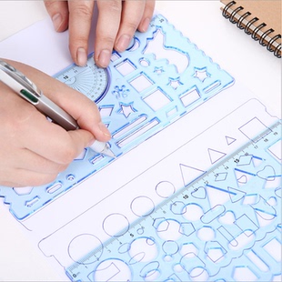 创意趣味七巧板万花尺小学生文具多功能diy拼图绘画模板尺子彩色