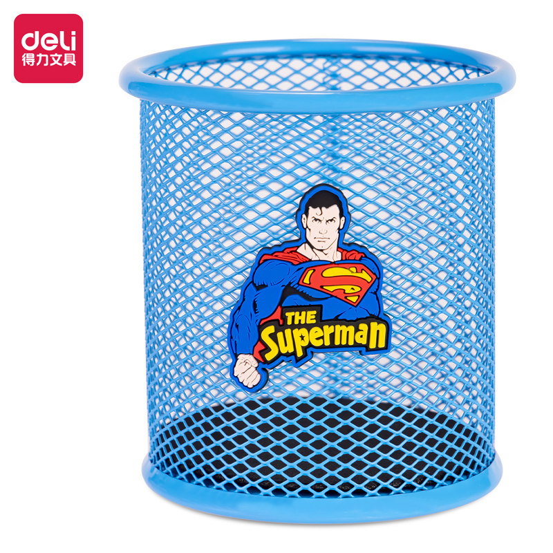 得力圆形笔筒英雄联盟学生桌面铅笔收纳防滑金属笔桶超人英雄文具,文具电教/文化用品/商务用品,笔筒,淘宝优惠券,粉丝福利购,淘宝优惠卷
