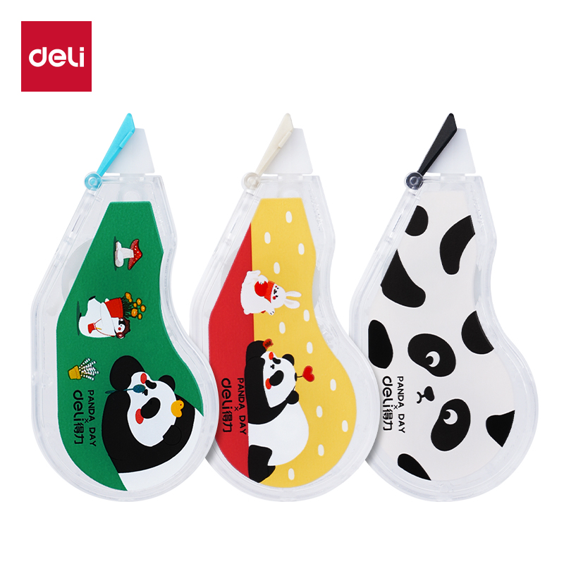 得力熊猫修正带小学生专用涂改带