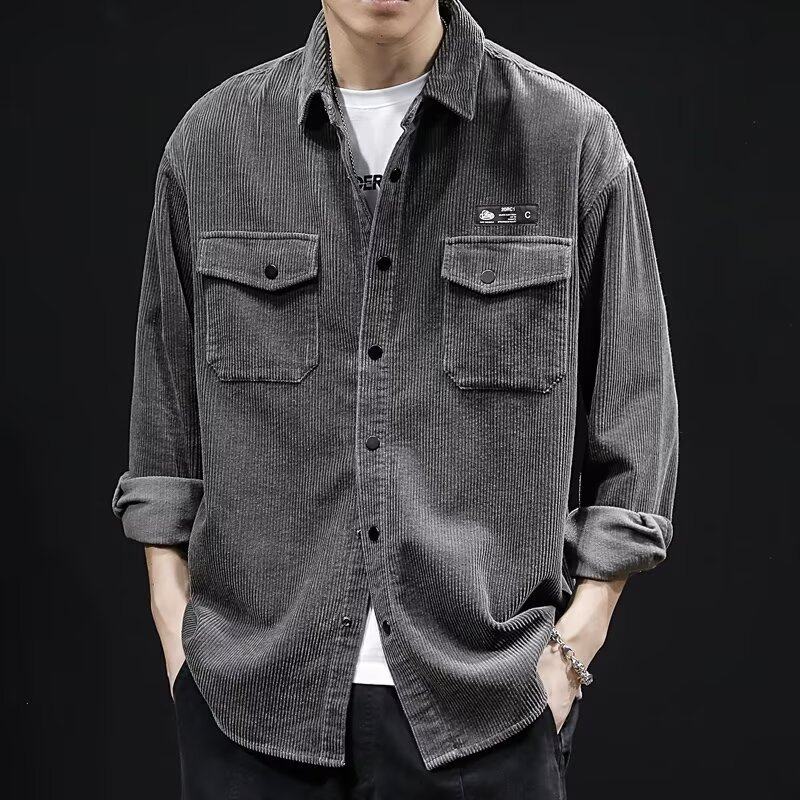 灯芯绒外套男士春秋季衬衫长袖潮牌口袋青年美式复古工装秋冬夹克,男装,衬衫,淘宝优惠券,粉丝福利购,淘宝优惠卷